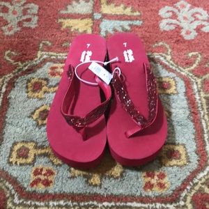 Red flip flops